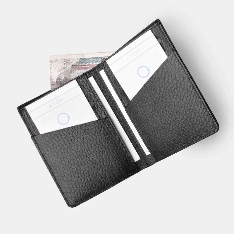 Bi-fold cross genuine leather wallet